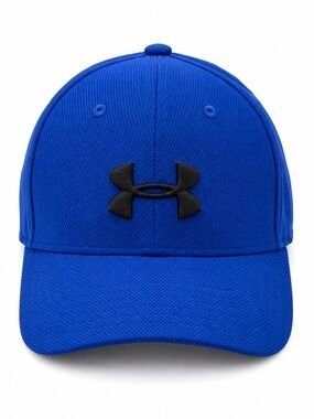 Under Armour Blue Stretch Performance Hat with Black Logo
